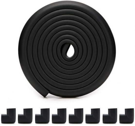 Baby Corner Guards, Fairy Baby 17Pcs Baby Proofing Kit Child Safety 1 Edge Protection 19.68 ft + 8 Corner Protectors +2 Cabinet Latch Locks + 4 Cabinet Strap Locks+ 2 Door Stopper Guards(Black) - Image 2