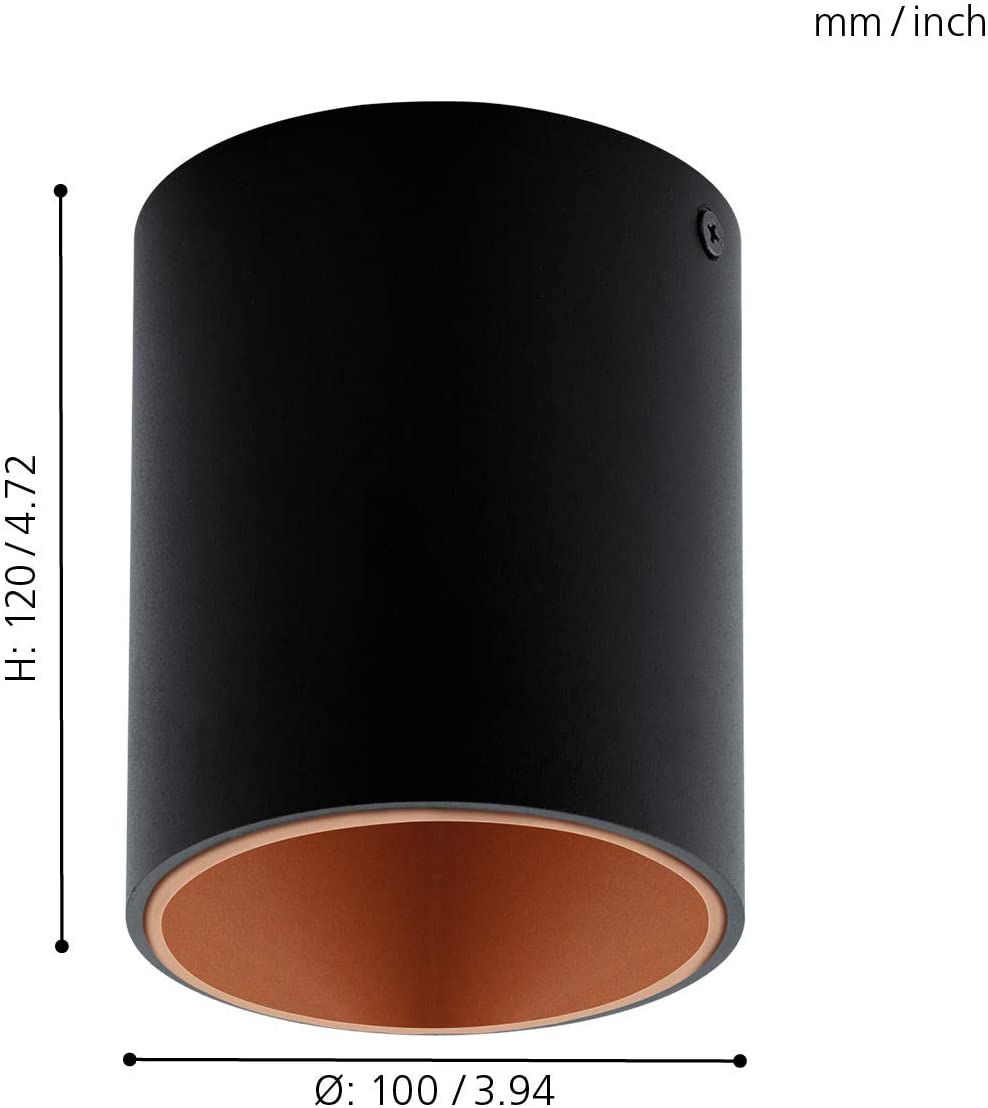 Eglo LED Ceiling Light Polasso, Single-Flame Ceiling lamp, Material: Aluminium, Plastic, Colour: Black, Copper, diameter : 10 cm - Image 4