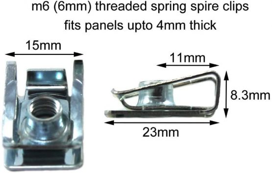 Pack of 10 x m6 Threaded Spire Clips Spring Speed Fairing Motorcycle Clips Zinc Plated Chimney Nuts … - Image 2