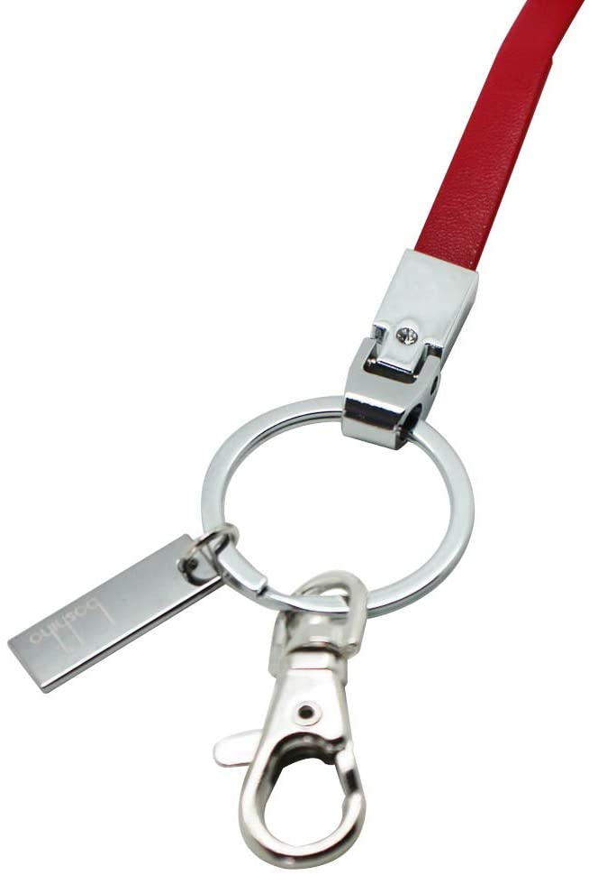 PU Leather Neck Lanyard Strap: Boshiho Office Flat Lanyard Neck Unisex with Strong Metal Clip and Keyring for Keys Card Holder ID Badge Holder USB(Red) - Image 3