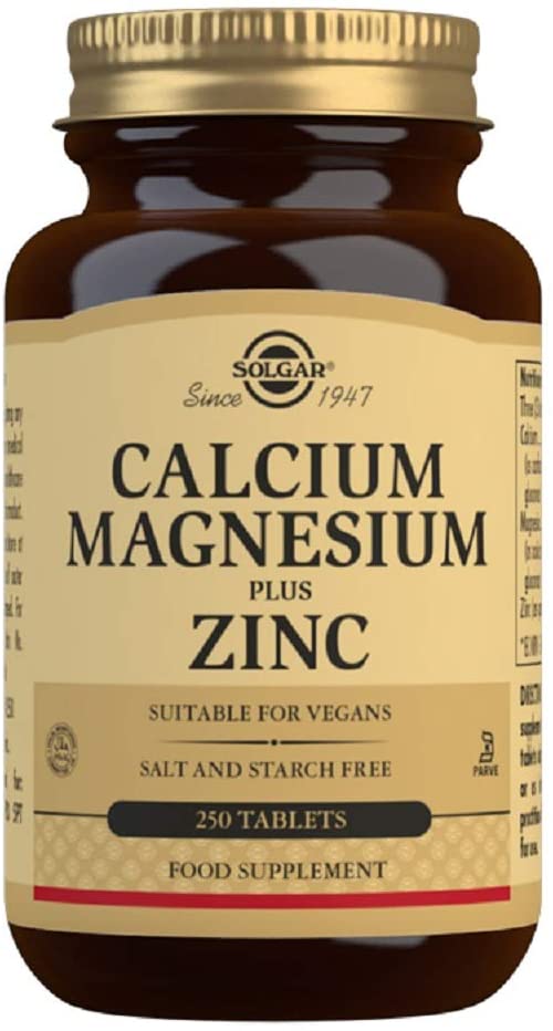 Solgar Calcium Magnesium Plus Zinc Tablets - Pack Of 250 - Healthy Bones, Teeth & Muscles - Supports Health Of Nervous System - Vegan