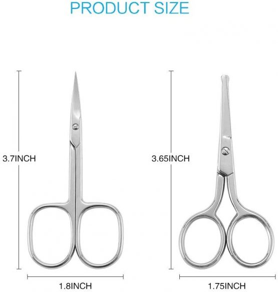 LIVINGO Professional Small Ear Nose Hair Scissors, Curved and Safety Rounded Tip Grooming Trimming Beauty Shears for Nail, Toenail, Facial, Mustache, Eyebrows and Eyelashes 2 Pack - Image 3