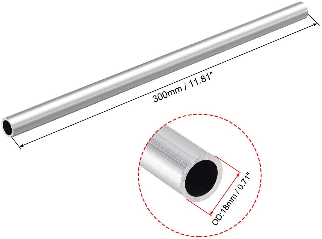 sourcing map 6063 Aluminum Round Tube, 300mm Length 18mm OD 15mm Inner Dia Seamless Aluminum Straight Tubing 2 Pcs - Image 2