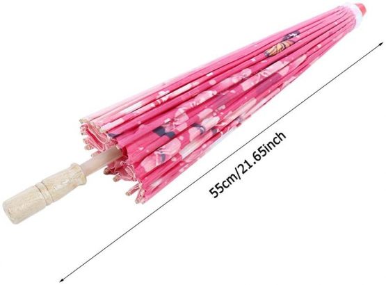 TOPINCN Oil Paper Umbrella Women Handmade Rainproof Handmade Umbrella Windproof Flower Pattern Chinese Classical Dance Umbrella(Pink) - Image 4