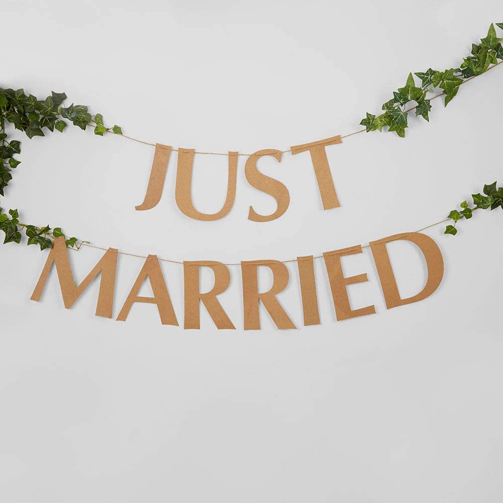Neviti Hearts & Krafts - Just Married Bunting - Large, Brown Kraft, 200 x 16 cm - Image 2