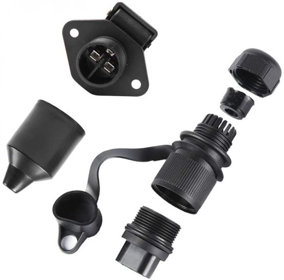 ETUKER 3 Pin Trailer Plug and Trailer Socket, 12V 3 Pinwaterproof Trailer Plug and Socket Connectors for Caravan/Truck/Boat/RV/Cars/Tractor/Trailer Accessories (New 2 mount point) - Image 4