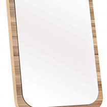 Lurrose Desktop Makeup Mirror Wood Frame Folding Rectangular Cosmetic HD Mirror