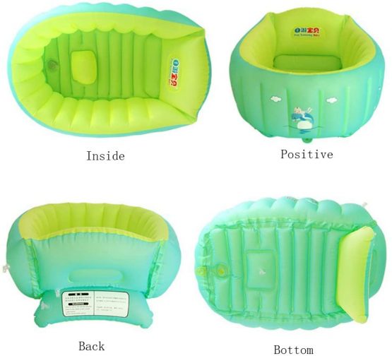 YAAVAAW Inflatable Baby Bathtub,Infant Shower Tub Anti-Slip Shower Basin,Toddler Bathing Seat Mini Swimming Pool Foldable Travel Bath Tub Shower Basin with Soft Cushion Central Seat(for 0-3 Years) - Image 4