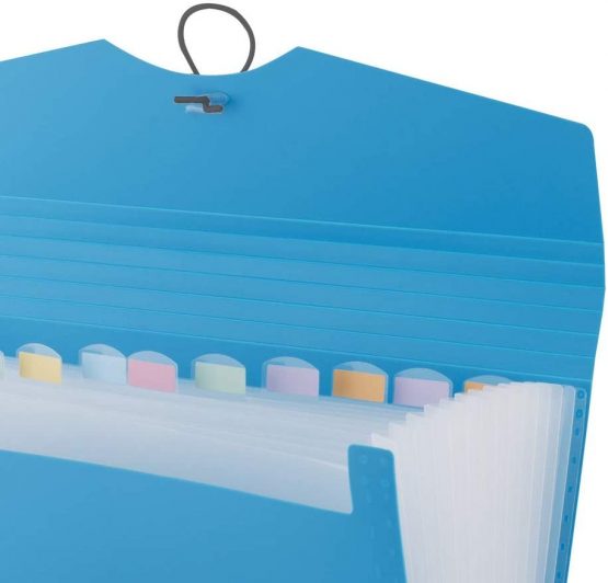 D | Expandable Expanding File | Document Organiser | Folders Expander for School - Office - Home | Expanding File Folders | Pockets Filing Box | 12 Compartments | Size: A4 | Colour: Blue 110390 - Image 4