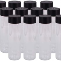 YBCPACK 12 Pack 13.6 OZ (400 ml) Clear PET Plastic Juice Bottles with Black Lids - Plastic Smoothie Drink Bottles Ideal for Water, Juice, Milk and Other Homemade Beverages
