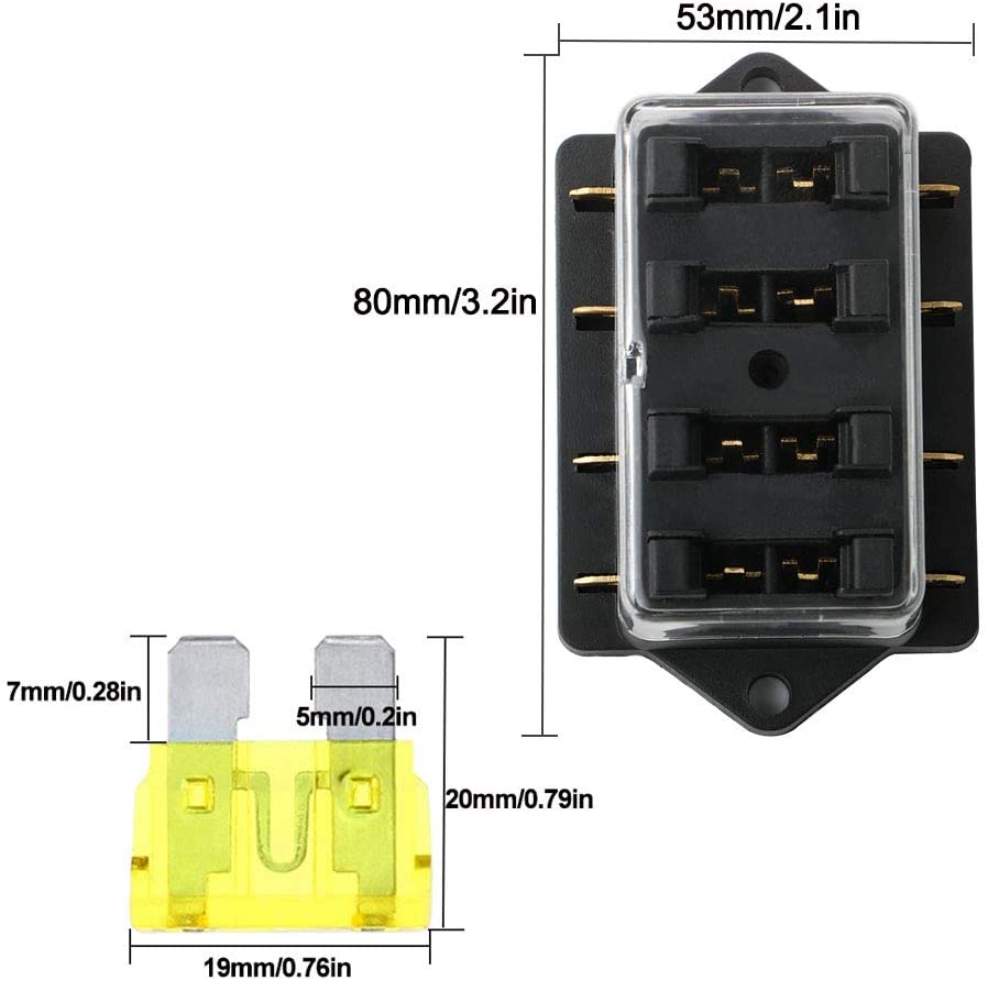 QitinDasen Premium 4-Way Car & Boat Blade Fuse Box with Damp-Proof Cover, Universal Standard Fuse Holder, and 10 Free Pieces (12V/24V) - Image 3