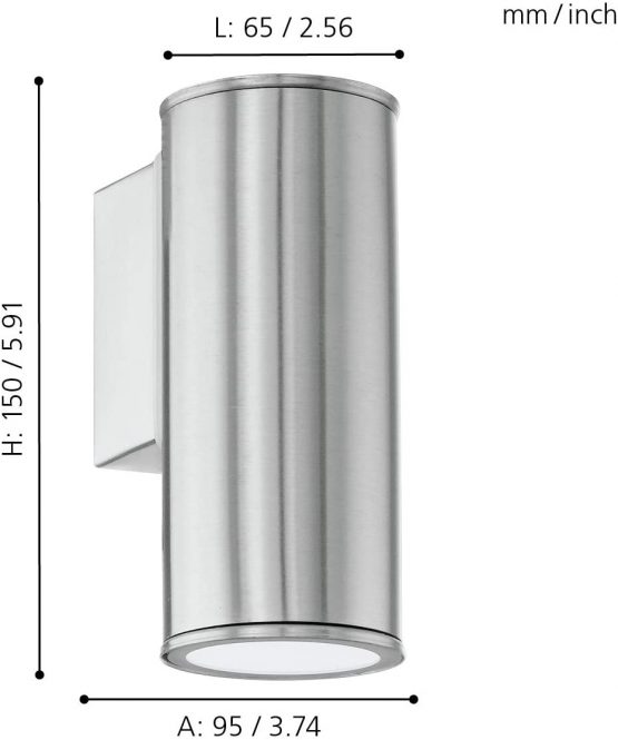 EGLO 94106 GU10-LED Stainless Steel Outdoor Wall Light RIGA, 94106 - Image 2