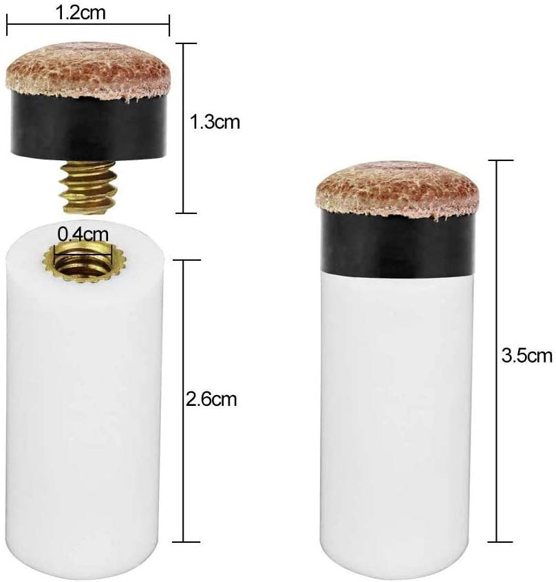 Amacoam Pool Cue Tips 20 Pieces 12 mm Hard Billiard Cue Tips Brass Screw-on Replacement Tips with Pool Cue Stick Ferrules for Snooker Pool Cues Hard Brown Tip Set Billiard Accessories - Image 4