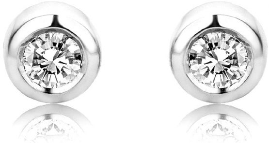 Miore 9 kt (375) White Gold Stud Earrings with 0.10 ct Diamond for Women, 3.5mm - Image 2
