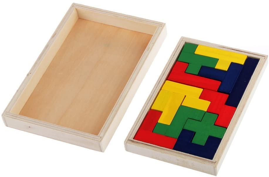 Flormoon Pentomino Puzzle Wooden Brain Teaser Mind Novelty Trick Kids Learning Toys for Boys and Girls