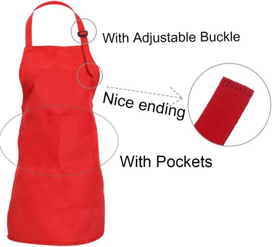 CWFUN 2 Pcs of White Kids-Children Apron,Aprons for Kids-Boys Girls Adjustable Aprons-Children Kid's Kitchen Cooking and Baking Aprons(4-12 Years Old-Children One Size, White) - Image 2