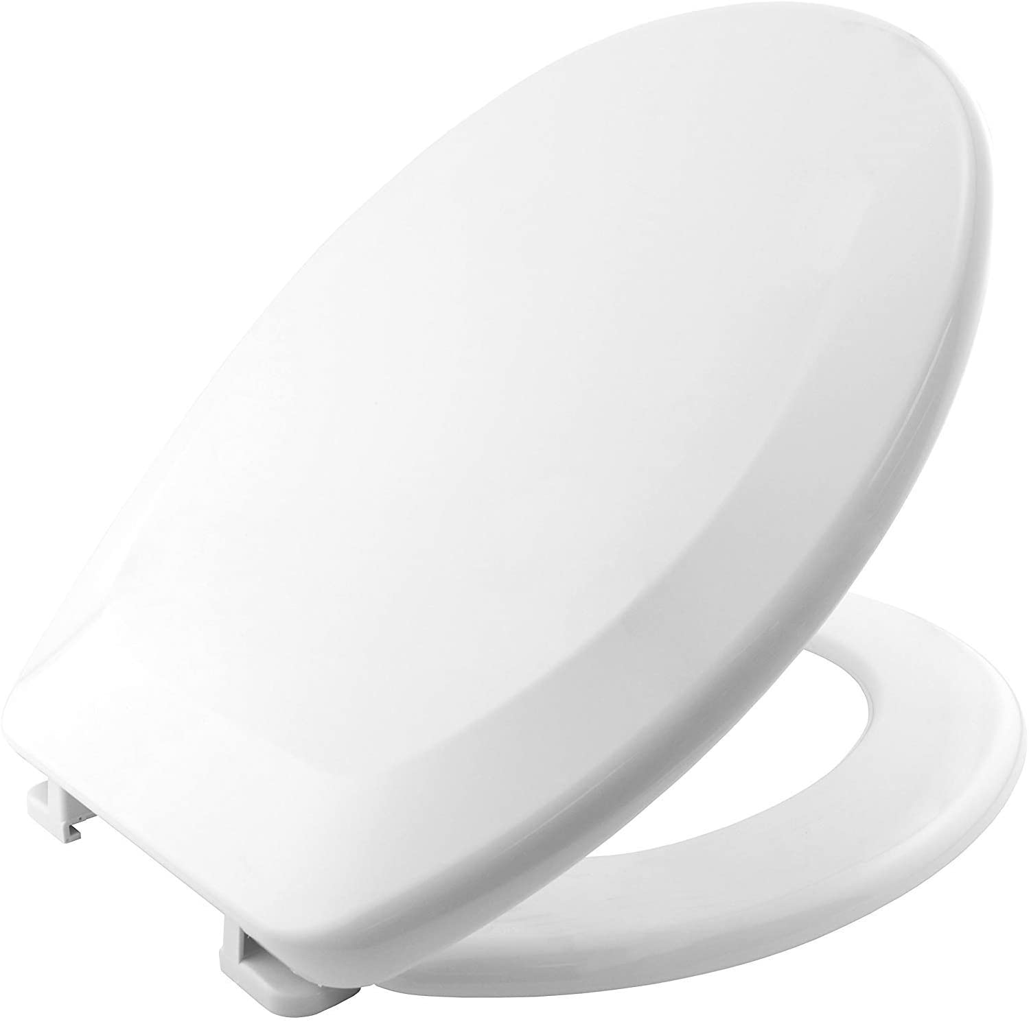BEMIS Ashford Thermoplastic White Toilet Seat. Non Slip Toilet Seat with Universal Adjustable Plastic Hinges. Recyclable