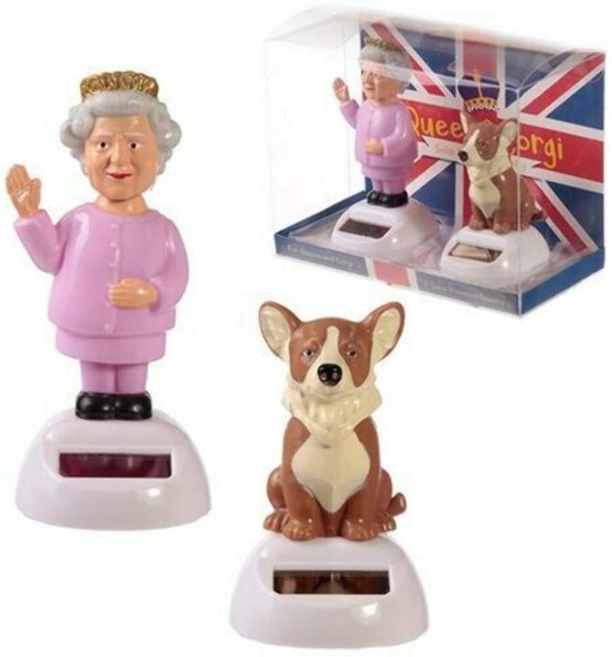 Queen and Corgi Solar Powered Pal Set of 2