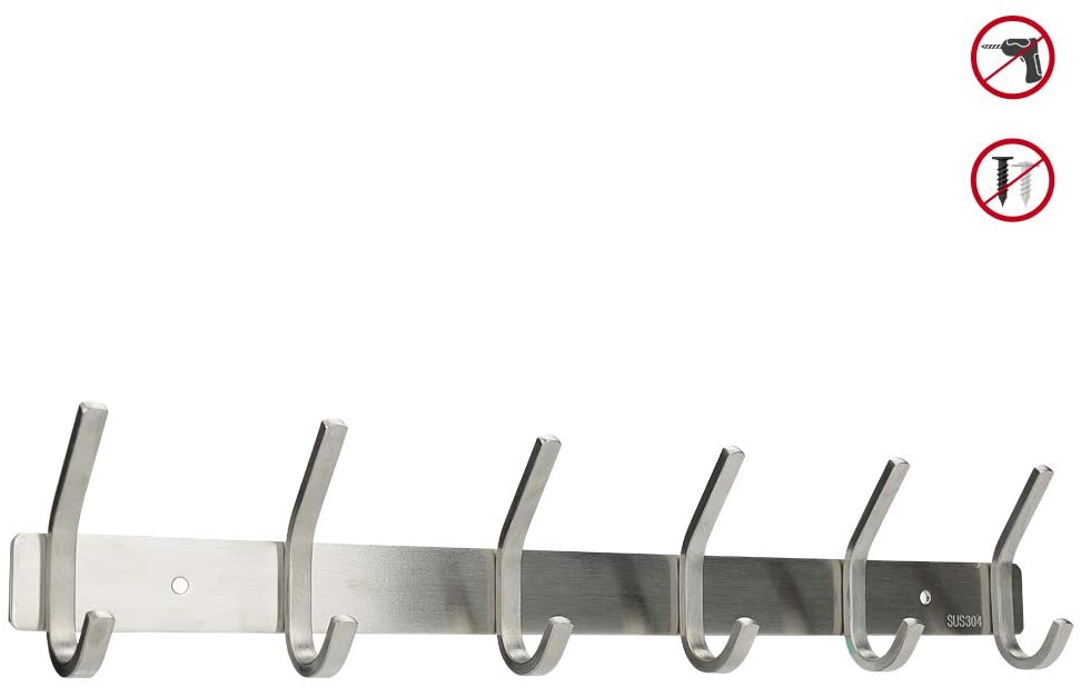 Jaysamay Glue No Drilling Wall Mount Coat Double Hook Rack