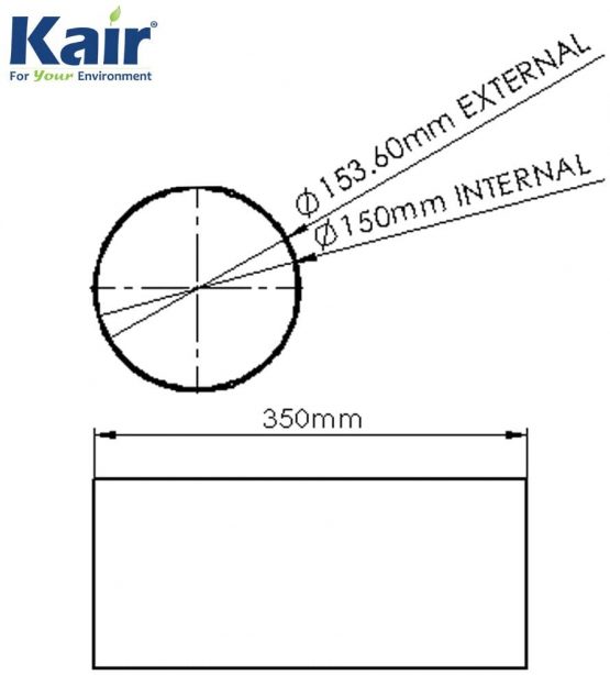 Kair Plastic Ducting Pipe 150mm - 6 inch / 350mm Short Length -Rigid Straight Duct Channel - Image 2