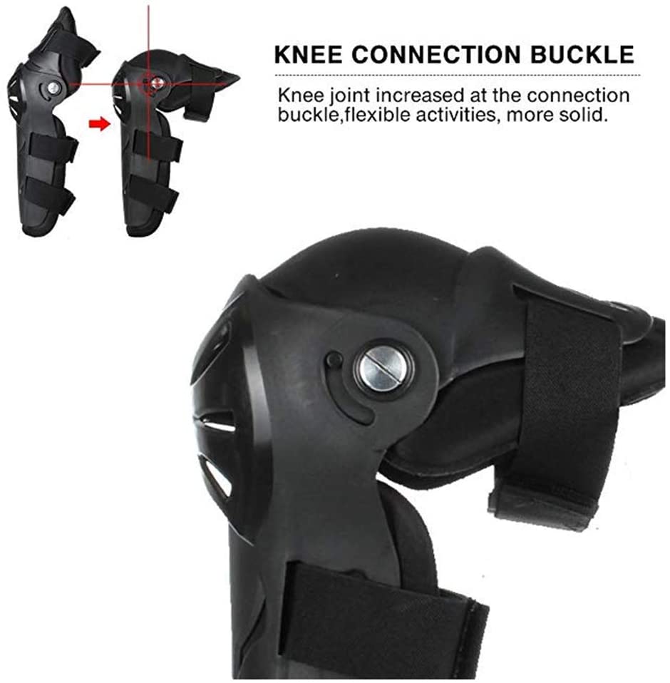 Motorcycle Knee Shin Guards & Elbow Pads Set - 4 Pcs Adjustable Knee Elbow Pads Armor Motorcycle Protective Gear For Motocross Racing Cycling(Black) - Image 4