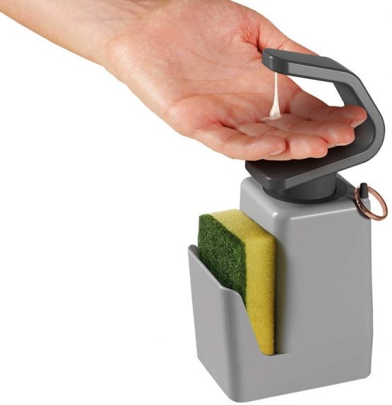 Metaltex Soap Dispenser, ABS Plastic, Grey, 11 x 8 x 22 cm - Image 3