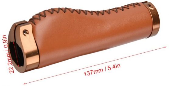 Alomejor Bicycle Handle Grips Ergonomic Design Bicycle Handlebar Grips Widen Holding Surface Leather Bike Grips For Mountain Road MTB Bike (Brown) - Image 3