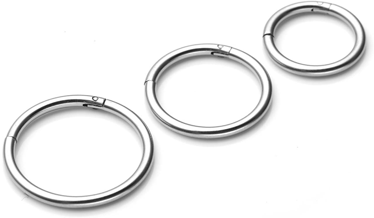PiercingJ 6pcs 16G Stainless Steel Clip on Closure Round Ring Tragus Cartilage Nose Hoop Earring Hoop Septum Piercing 6-10mm - Image 2