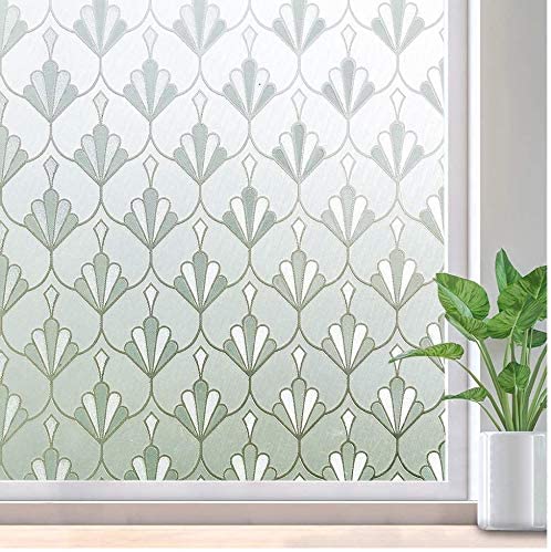 rabbitgoo Privacy Window Film Non Adhesive Frosted Glass Film Anti UV Window Sticker Self Static Cling Decorative Glass Covering for Home Kitchen Living Room Removable & Reusable