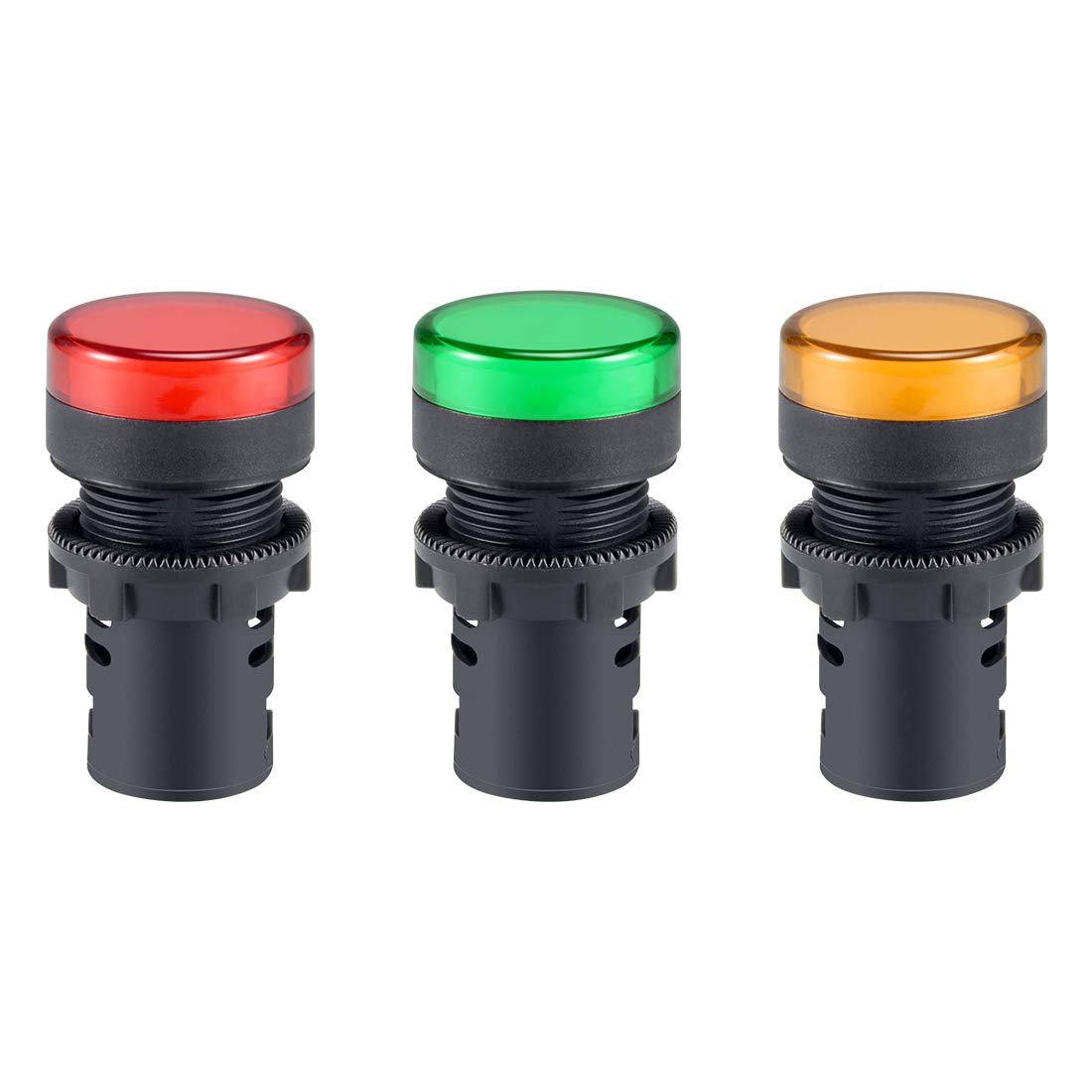 sourcing map 3Pcs Red Green Yellow Indicator Light AC/DC 24V, 22mm Panel Mount, for Electrical Control Panel HVAC, DIY Projects