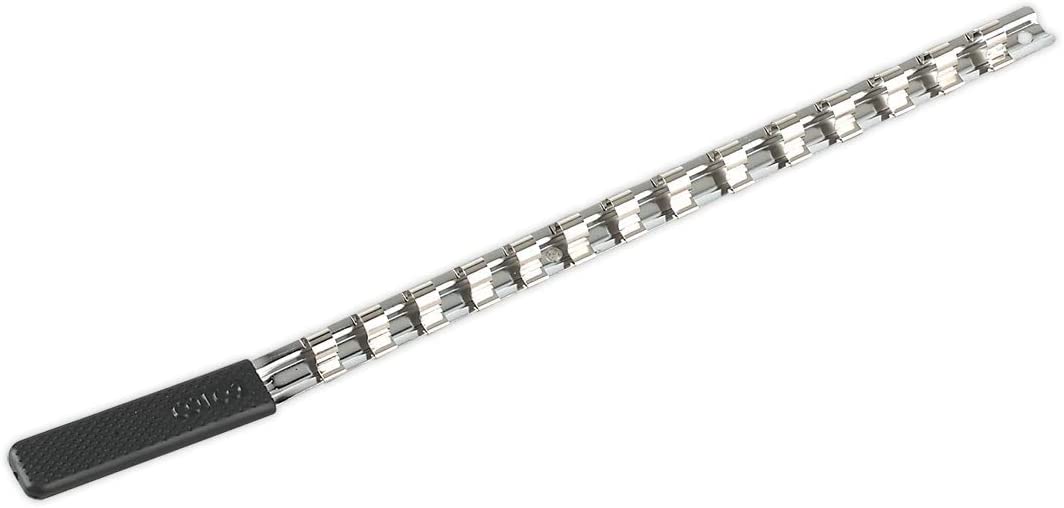 Sealey Ak3814 Socket Retaining Rail with 14 Clips 3/8Sq Drive, Silver, 3/8"Sq Drive