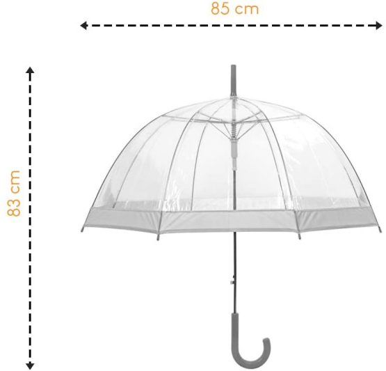 Susino Parapluie Droit ouverture automatique - Transparent avec Bordure Argent Folding Umbrella, 90 cm, Silver (Argenté) - Image 2