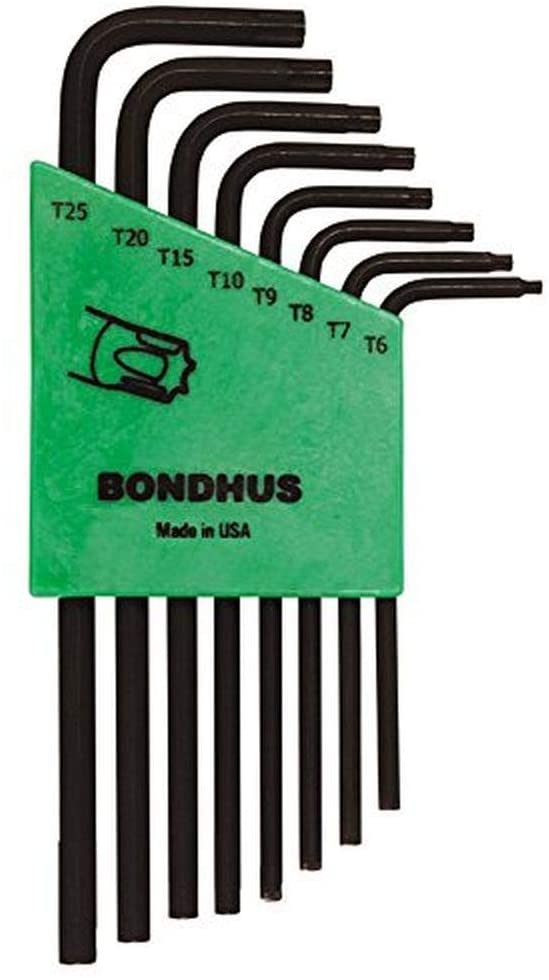 Bondhus,TLX8S 8PC Long Series TORX Key Set T6-T25, 31832, Black