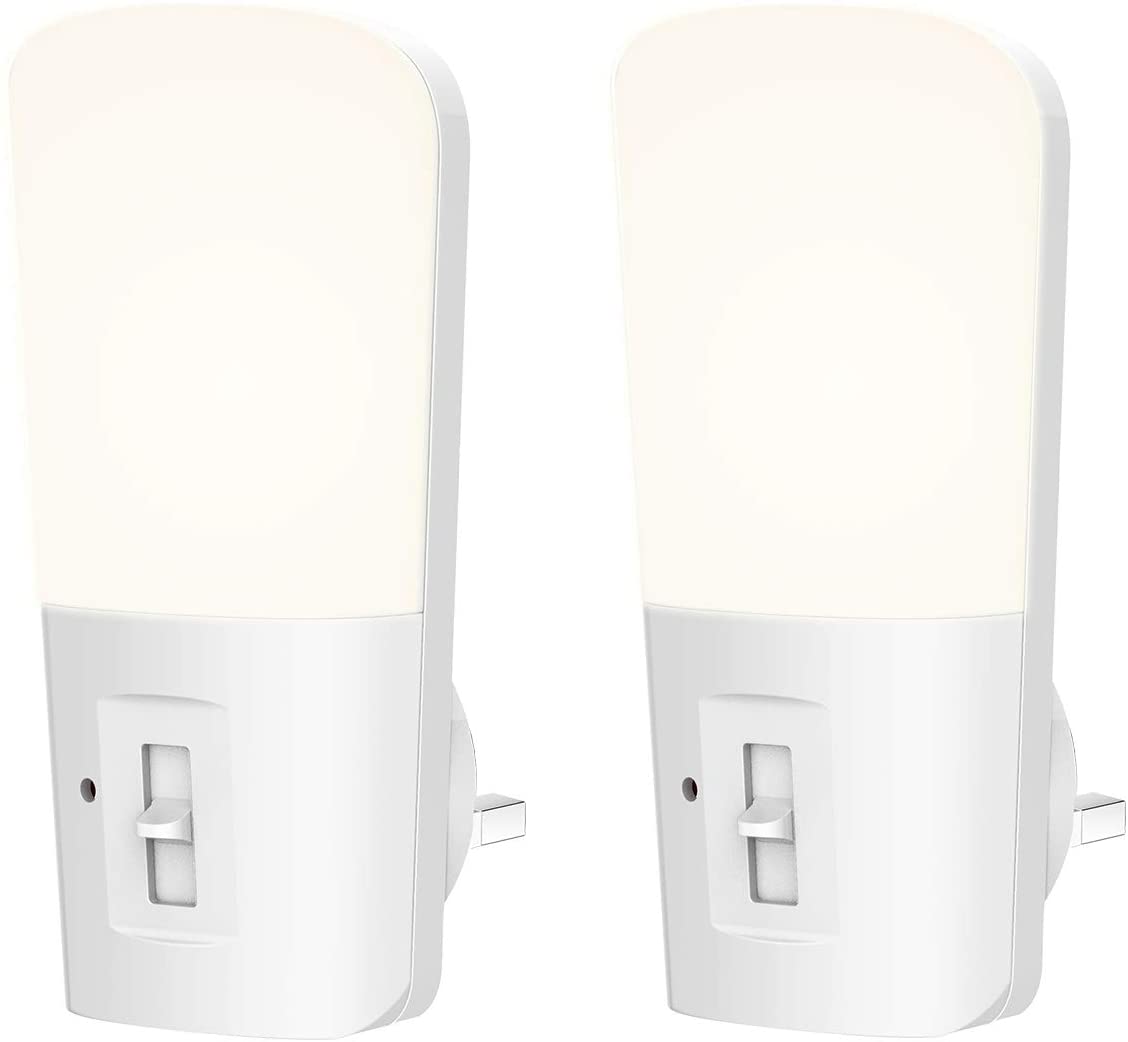 LOHAS-LED Plug in Night Lights, Brightness Adjustable, Light Sensor, Children Room Light, Cool White 6000K, 1W, 5LM-80LM