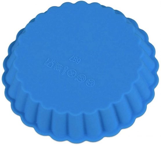 Silicone Cake Mold Round,Xiuyer 12 Pieces Reusable Tart Mould Tins Fluted Flan Pans Non-Stick Bakeware Set for Making and Baking Pies Quiche Muffin Cakes(10.8x2.3cm, Random Colors) - Image 3