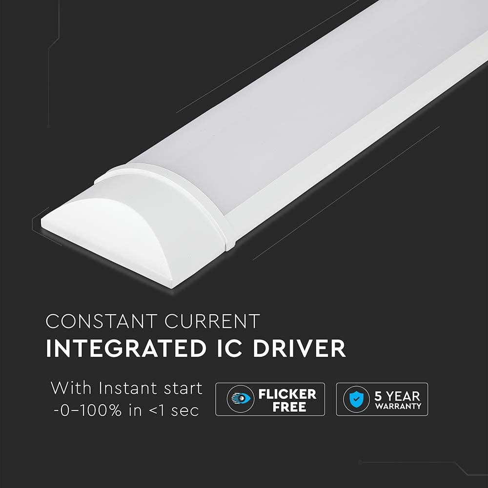 V-TAC 50W 5ft LED Batten Fittings Integrated Tube Lamp 4000K Day White 1500x74x24mm Wall and Ceiling Lighting 30000h Long Lifespan - Image 4