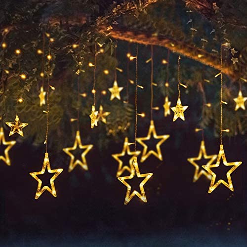 Elegear 2M x 0.9M Star Window Lights Mains Powered, Plug in Contectable Curtain Fairy Lights for Christmas Xmas, Garden - Image 2