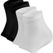 Moisturizing Socks,3 Pairs Soft Ventilate Gel Heel Socks Open Toe Socks for Dry Hard Cracked Skin Moisturizing Day Night Care Skin (Black, Regular Size)
