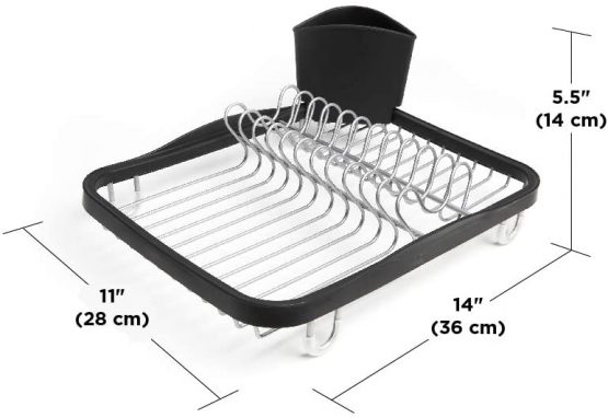 Umbra Sinkin Dish Drying Rack- Kitchen Sink Caddy with Removable Cutlery Holder, Fits In Sink or on Countertop, Smoke/Nickel - Image 2