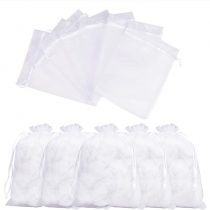 NBEADS 100 Pcs Organza Bags, Rectangle, White, 18x13cm