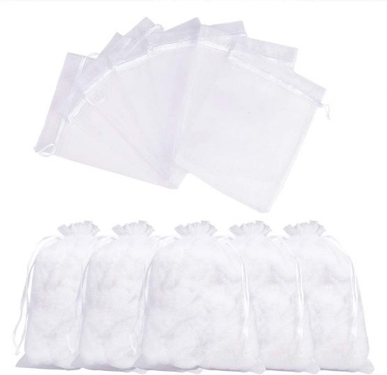 NBEADS 100 Pcs Organza Bags, Rectangle, White, 18x13cm