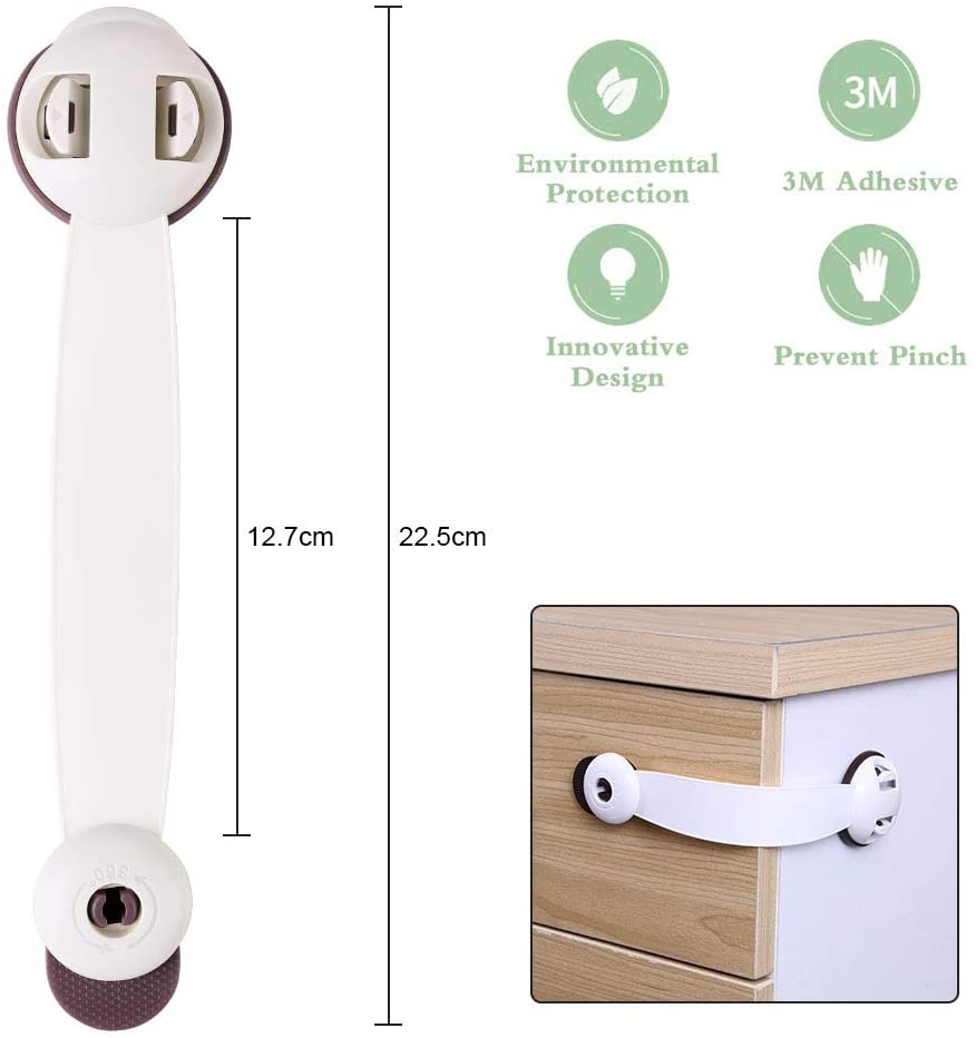 Vicloon Child Safety Cupboard Locks, 6 Pcs Baby Proof Locks No Screws with 3M Adhesive Stick On Cabinets - Image 3