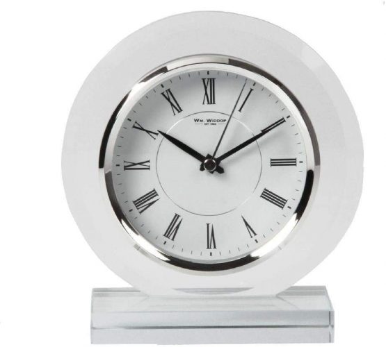 Stylish Wm. Widdop Classic Glass Case Mantel Table Desk Quartz Clock
