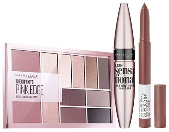 Maybelline Makeup Gift Set for Women, 5th Avenue Shopaholic ( Lash Sensational Mascara, Pink Edge Shadow Palette, Superstay Crayon Lipstick) - Image 2