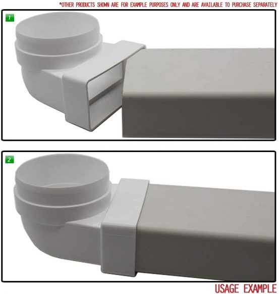 KAIR 110 mm x 54 mm Rectangular to Round 100 mm Male Spigot) 90 Degree Bend – SYS 100 – DUCVKC237 by Kair - Image 3
