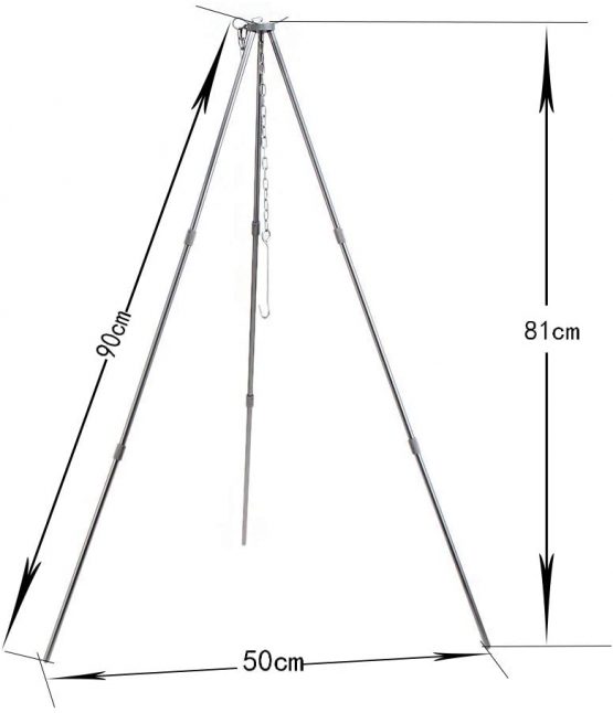 inherited Outdoor Cooking Tripod(Silver), Adjustable Foldable Hanging Portable Tripod for Cooking, Drying Clothes, Pot Roast, Grilling Outdoor Picnic Camping BBQ Cooking Hanger with Storage Bag - Image 2