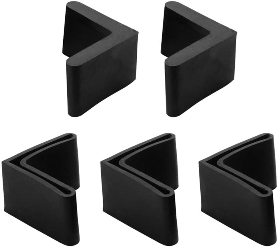 sourcing map Rubber L Shaped Angle Iron Leg Foot Cover Cap 40mm x 40mm 5pcs Black