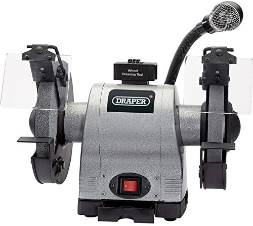 Draper 05097 200mm 550W 230V Heavy Duty Bench Grinder with Worklight, 200 Mm/550 W, 200 mm/550 W
