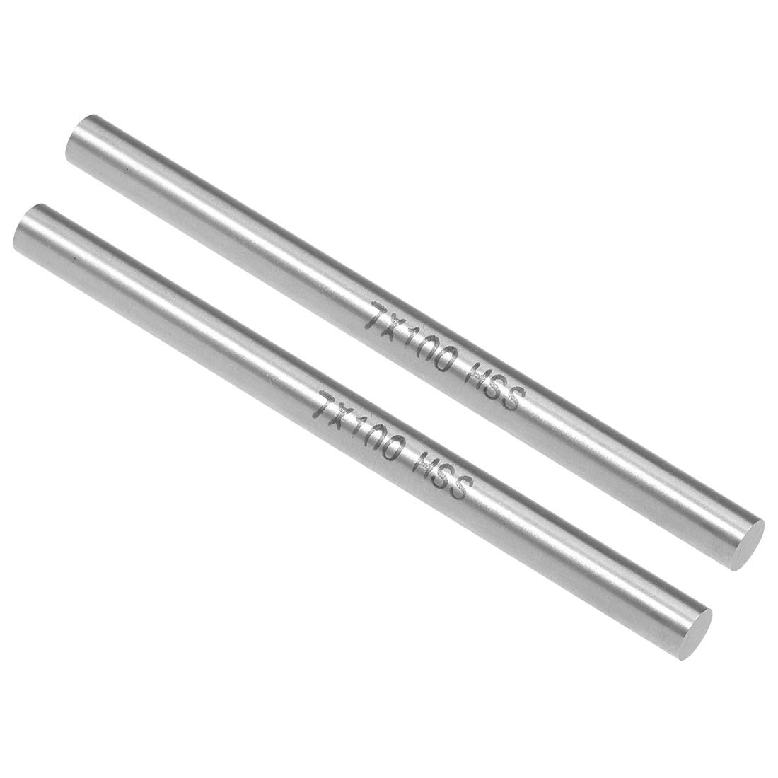 sourcing map 2pcs Round Steel Metal Rods, 7mm x 100mm High Speed Steel (HSS) Lathe Bar Stock Tool