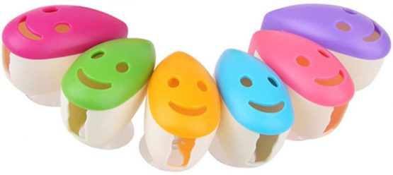 ROSENICE Set of 4 Suction Cup Toothbrush Head Covers for Travel and Bathroom Use - Image 3